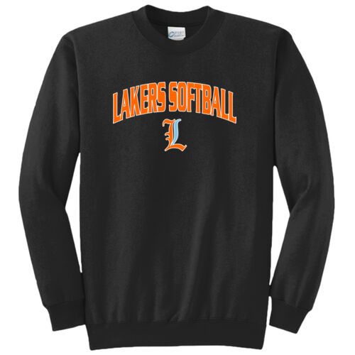 Lakers Softball Orange - Blue Front Design LS1 on a Port & Company® - Core Fleece Crewneck Sweatshir Thumbnail