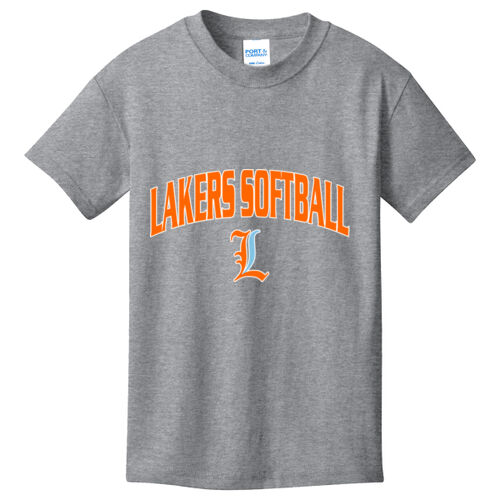 Lakers Softball Orange - Blue Front Design LS1 on a Port & Company® - Youth Core Cotton Tee Thumbnail