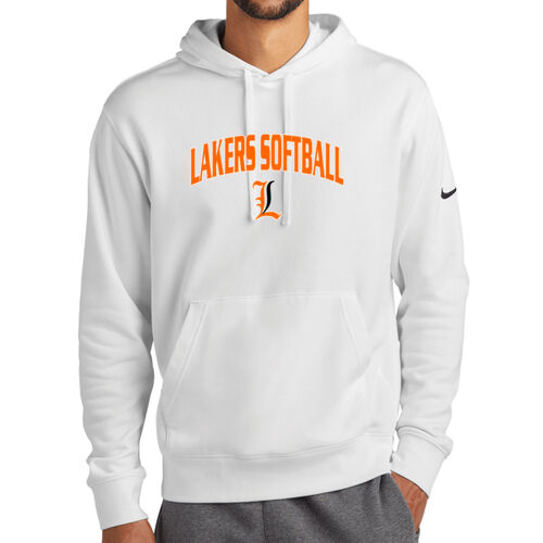 Lakers Softball Orange - Black Front Design LS1 on a Nike® - Club Fleece Sleeve Swoosh Pullover Hoodie Thumbnail