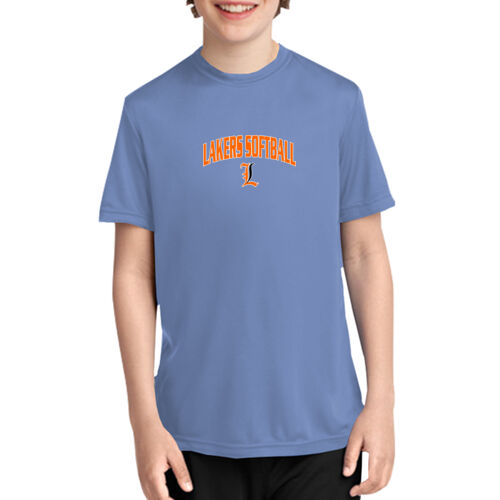 Lakers Softball Orange - Black Front Design LS1 on a Port & Company® - Youth Performance Tee Thumbnail