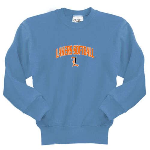 Lakers Softball Orange - Black Front Design LS1 on a Port & Company® - Youth Core Fleece Crewneck Sweatshirt Thumbnail