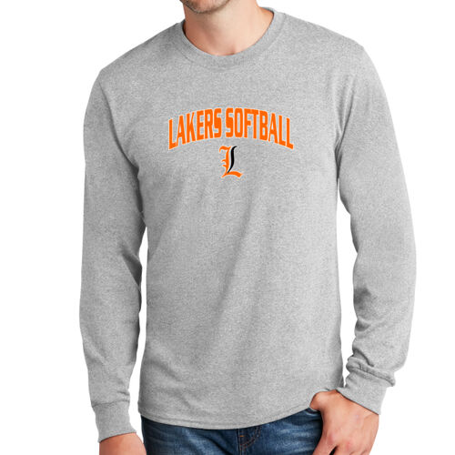Lakers Softball Orange - Black Front Design LS1 on a Port & Company® - Long Sleeve Core Cotton Tee Thumbnail