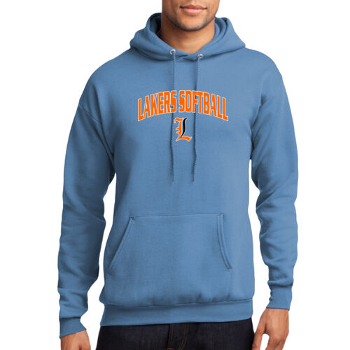 Lakers Softball Orange - Black Front Design LS1 on a Port & Company® - Core Fleece Pullover Hooded Sweatshirt Thumbnail