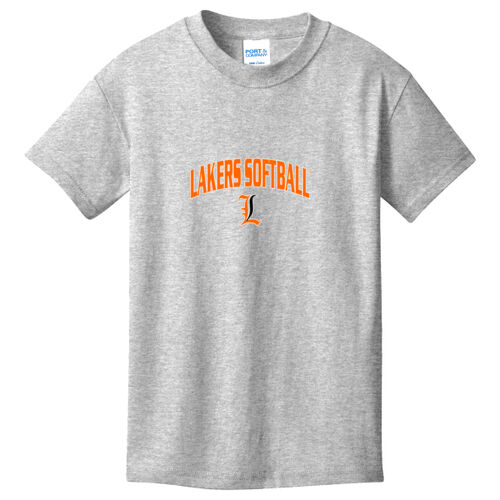 Lakers Softball Orange - Black Front Design LS1 on a Port & Company® - Youth Core Cotton Tee Thumbnail