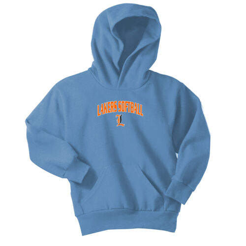 Lakers Softball Orange - Black Front Design LS1 on a Port & Company® - Youth Core Fleece Pullover Hooded Sweatshirt Thumbnail