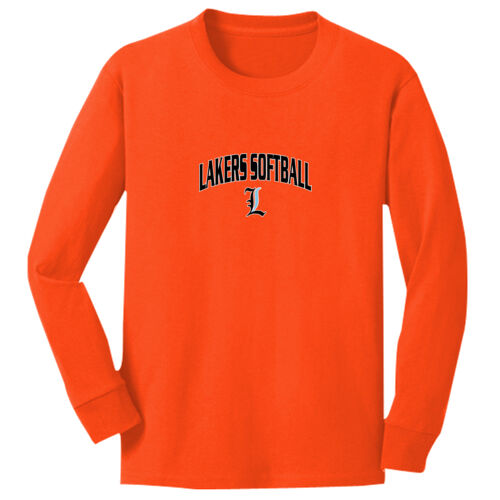 Lakers Softball Black - Blue Front Design LS1 on a Port & Company® - Youth Long Sleeve Core Cotton Tee Thumbnail