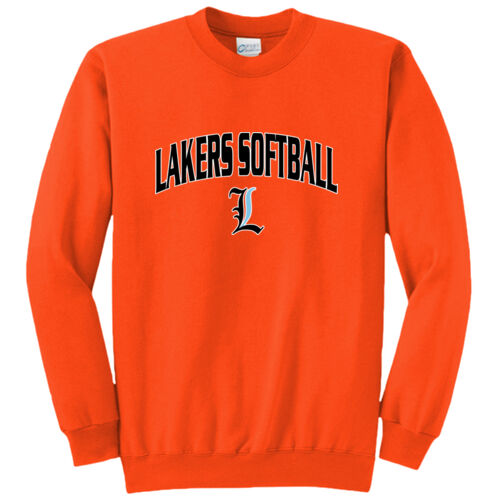 Lakers Softball Black - Blue Front Design LS1 on a Port & Company® - Core Fleece Crewneck Sweatshirt Thumbnail