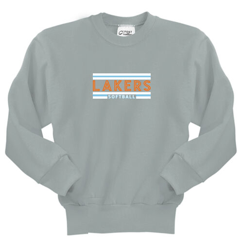 Lakers Softball Orange - Blue Front Design LS2 on a Port & Company® - Youth Core Fleece Crewneck Sweatshirt Thumbnail