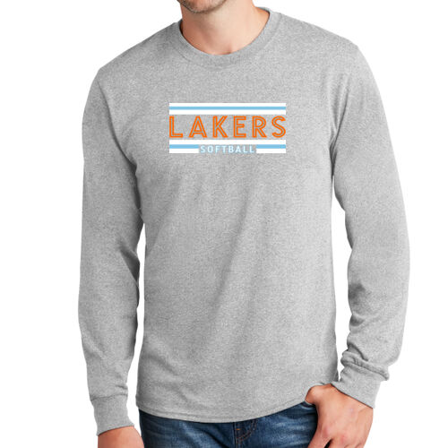 Lakers Softball Orange - Blue Front Design LS2 on a Port & Company® - Long Sleeve Core Cotton Tee Thumbnail