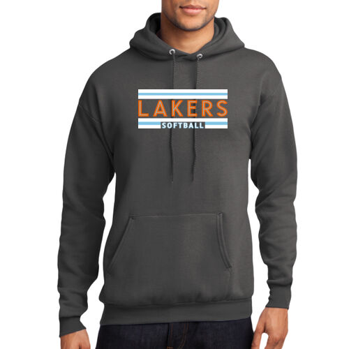Lakers Softball Orange - Blue Front Design LS2 on a Port & Company® - Core Fleece Pullover Hooded Sweatshirt Thumbnail