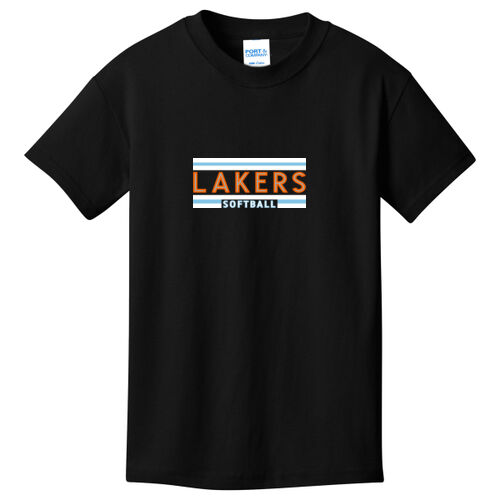 Lakers Softball Orange - Blue Front Design LS2 on a Port & Company® - Youth Core Cotton Tee Thumbnail