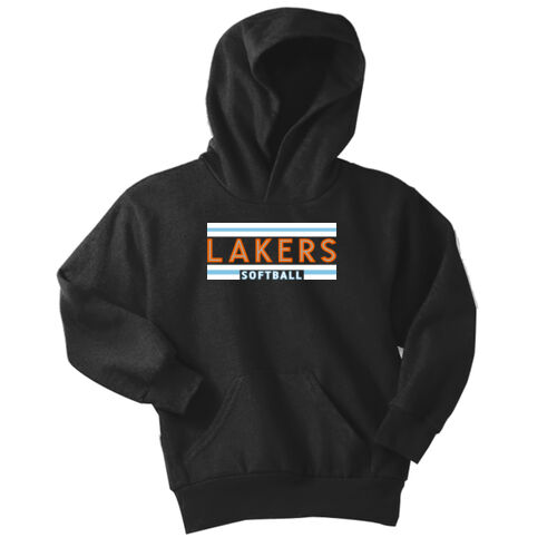 Lakers Softball Orange - Blue Front Design LS2 on a Port & Company® - Youth Core Fleece Pullover Hoo Thumbnail