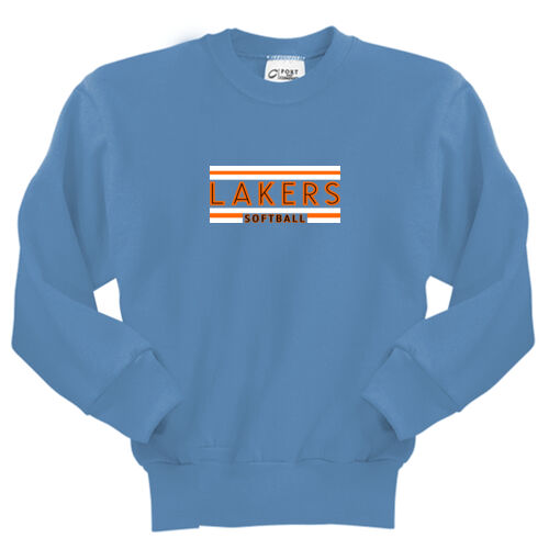 Lakers Softball Orange - Black Front Design LS2 on a Port & Company® - Youth Core Fleece Crewneck Sweatshirt Thumbnail