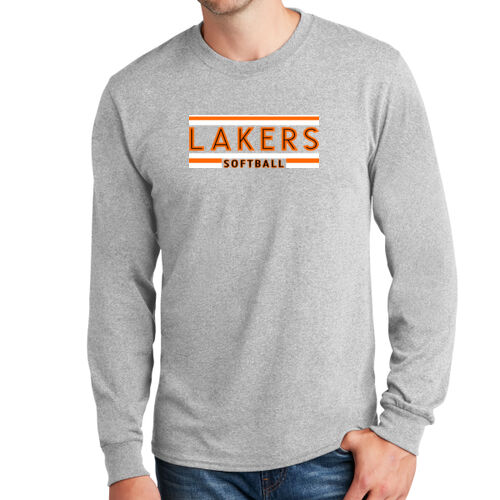 Lakers Softball Orange - Black Front Design LS2 on a Port & Company® - Long Sleeve Core Cotton Tee Thumbnail