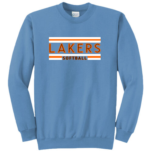 Lakers Softball Orange - Black Front Design LS2 on a Port & Company® - Core Fleece Crewneck Sweatshirt Thumbnail