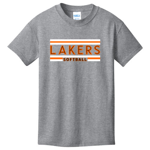 Lakers Softball Orange - Black Front Design LS2 on a Port & Company® - Youth Core Cotton Tee Thumbnail