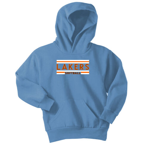 Lakers Softball Orange - Black Front Design LS2 on a Port & Company® - Youth Core Fleece Pullover Ho Thumbnail