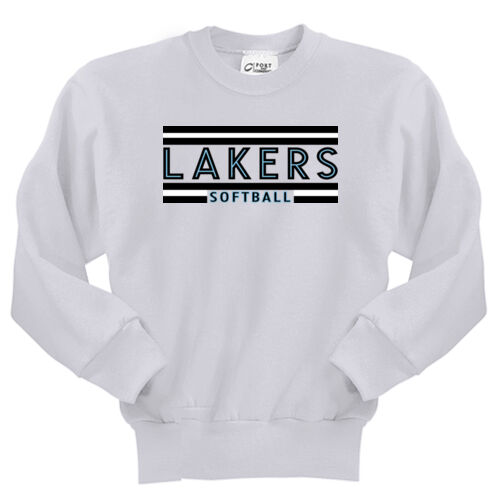 Lakers Softball Black - Blue Front Design LS2 on a Port & Company® - Youth Core Fleece Crewneck Swea Thumbnail