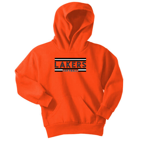 Lakers Softball Black - Blue Front Design LS2 on a Port & Company® - Youth Core Fleece Pullover Hood Thumbnail