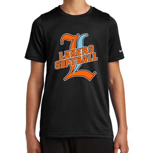 Lakers Softball Orange - Blue Front Design LS3 on a Nike® - Youth Swoosh Sleeve rLegend Tee Thumbnail