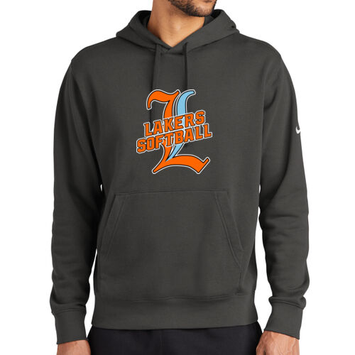 Lakers Softball Orange - Blue Front Design LS3 on a Nike® - Club Fleece Sleeve Swoosh Pullover Hoodi Thumbnail