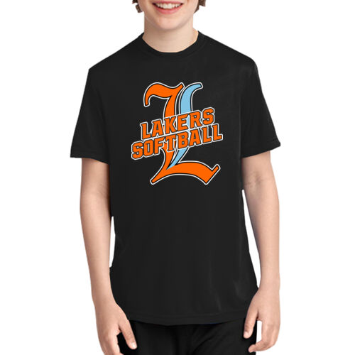 Lakers Softball Orange - Blue Front Design LS3 on a Port & Company® - Youth Performance Tee Thumbnail