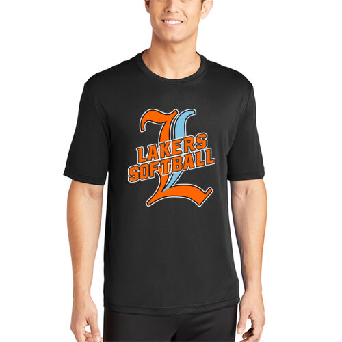 Lakers Softball Orange - Blue Front Design LS3 on a Sport-Tek® - PosiCharge ® Competitor Tee Thumbnail