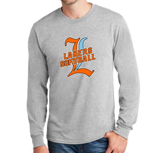 Lakers Softball Orange - Blue Front Design LS3 on a Port & Company® - Long Sleeve Core Cotton Tee Thumbnail