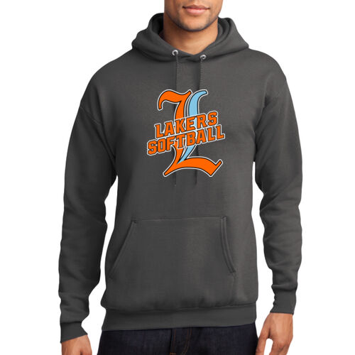 Lakers Softball Orange - Blue Front Design LS3 on a Port & Company® - Core Fleece Pullover Hooded Sweatshirt Thumbnail