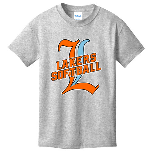 Lakers Softball Orange - Blue Front Design LS3 on a Port & Company® - Youth Core Cotton Tee Thumbnail