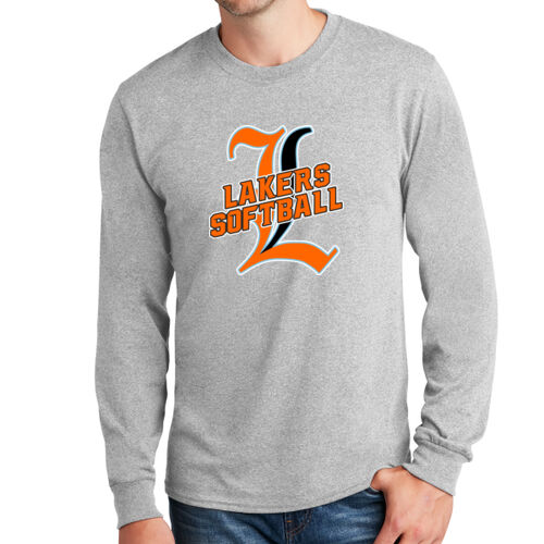 Lakers Softball Orange - Black Front Design LS3 on a Port & Company®  - Long Sleeve Core Cotton Tee Thumbnail