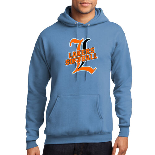 Lakers Softball Orange - Black Front Design LS3 on a Port & Company®  - Core Fleece Pullover Hooded  Thumbnail