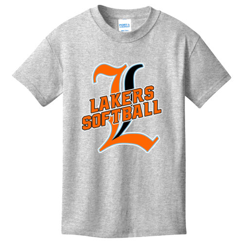 Lakers Softball Orange - Black Front Design LS3 on a Port & Company®  - Youth Core Cotton Tee Thumbnail