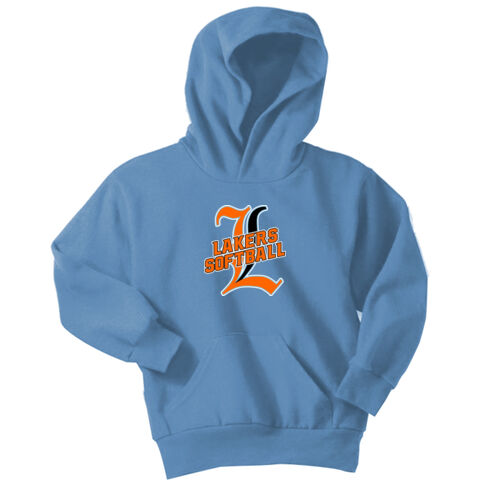 Lakers Softball Orange - Black Front Design LS3 on a Port & Company®  - Youth Core Fleece Pullover H Thumbnail