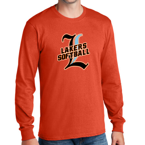 Lakers Softball Black - Blue Front Design LS3 on a Port & Company®  - Long Sleeve Core Cotton Tee Thumbnail