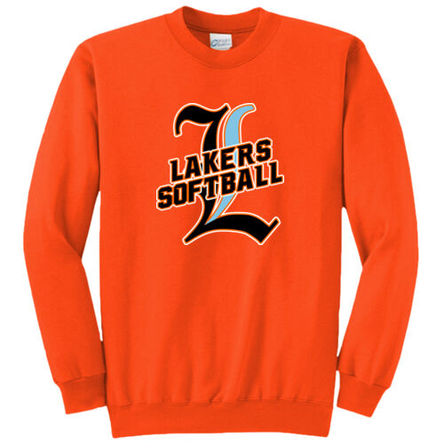 Lakers Softball Black - Blue Front Design LS3 on a Port & Company®  - Core Fleece Crewneck Sweatshirt Thumbnail