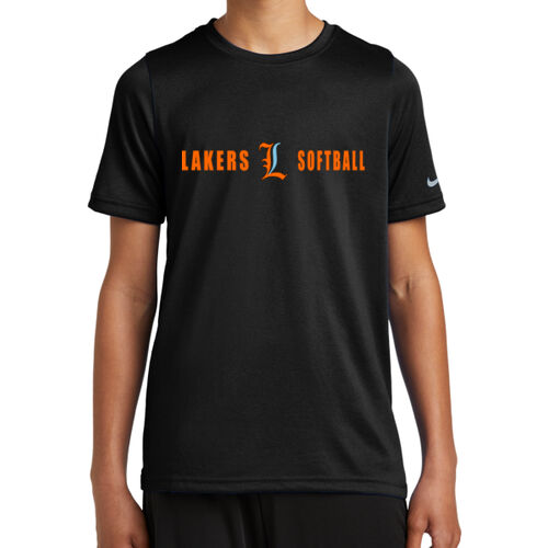 Lakers Softball Orange - Blue Front Design LS4 on a Nike®  - Youth Swoosh Sleeve rLegend Tee Thumbnail