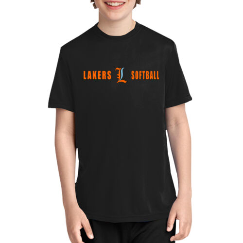 Lakers Softball Orange - Blue Front Design LS4 on a Port & Company®  - Youth Performance Tee Thumbnail