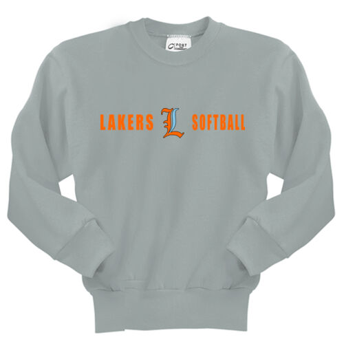 Lakers Softball Orange - Blue Front Design LS4 on a Port & Company®  - Youth Core Fleece Crewneck Sweatshirt Thumbnail
