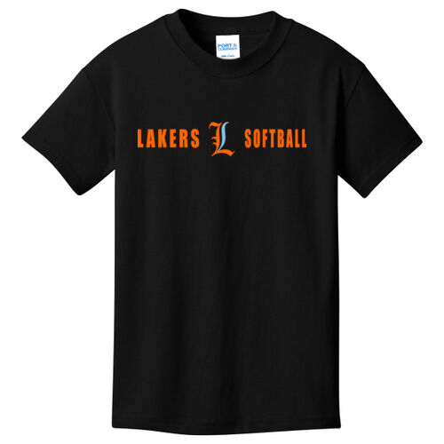 Lakers Softball Orange - Blue Front Design LS4 on a Port & Company®  - Youth Core Cotton Tee Thumbnail