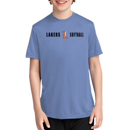 Lakers Softball Orange - White Front Design LS4 on a Port & Company®  - Youth Performance Tee Thumbnail