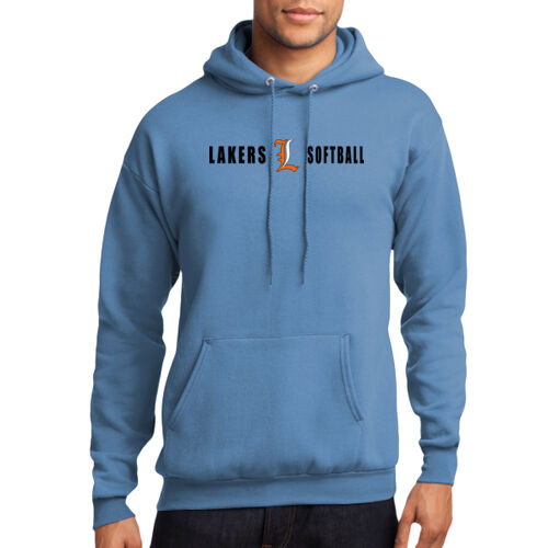 Lakers Softball Orange - White Front Design LS4 on a Port & Company®  - Core Fleece Pullover Hooded  Thumbnail