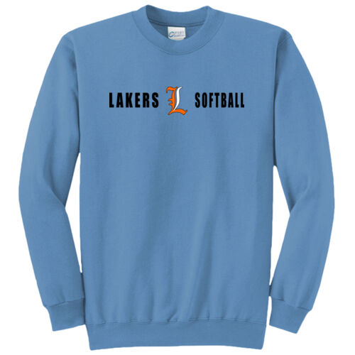 Lakers Softball Orange - White Front Design LS4 on a Port & Company®  - Core Fleece Crewneck Sweatshirt Thumbnail