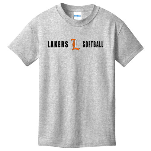 Lakers Softball Orange - White Front Design LS4 on a Port & Company®  - Youth Core Cotton Tee Thumbnail