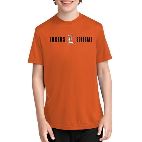 Lakers Softball White - Blue Front Design LS4 on a Port & Company® - Youth Performance Tee Thumbnail