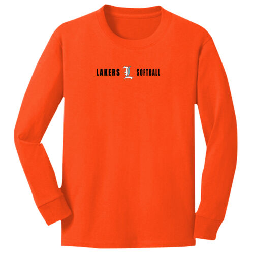 Lakers Softball White - Blue Front Design LS4 on a Port & Company® - Youth Long Sleeve Core Cotton T Thumbnail