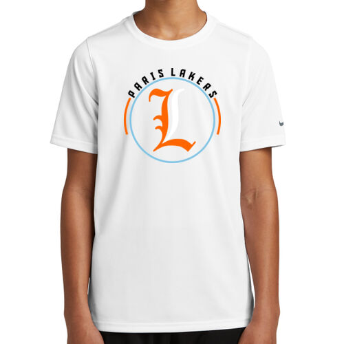 Paris Lakers Orange - White Front Design L4 on a Nike®  - Youth Swoosh Sleeve rLegend Tee Thumbnail