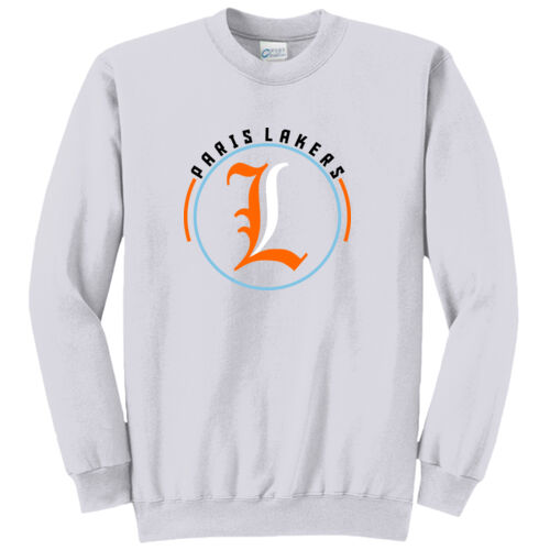 Paris Lakers Orange - White Front Design L4 on a Port & Company®  - Core Fleece Crewneck Sweatshirt Thumbnail