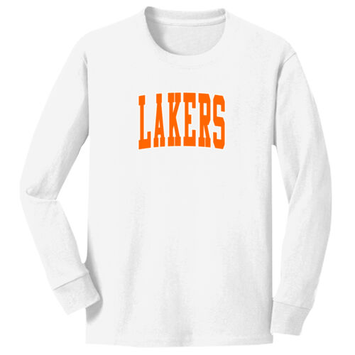 Paris Lakers Orange Front Design L5 on a Port & Company® - Youth Long Sleeve Core Cotton Tee Thumbnail