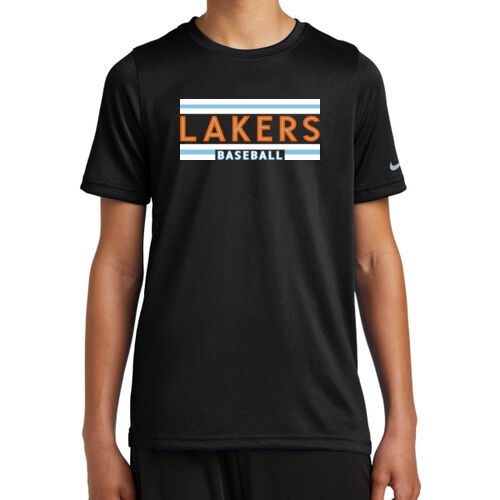 Lakers Baseball Orange - Blue Front Design LB1 on a  Nike®  - Youth Swoosh Sleeve rLegend Tee Thumbnail